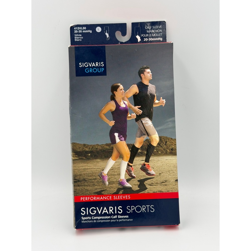 Sigvaris Compression Calf Sleeves Large White 20-30 mmHg 412VL00
